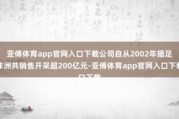 亚傅体育app官网入口下载公司自从2002年插足非洲共销售开采超200亿元-亚傅体育app官网入口下载