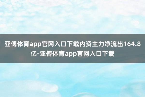 亚傅体育app官网入口下载内资主力净流出164.8亿-亚傅体育app官网入口下载