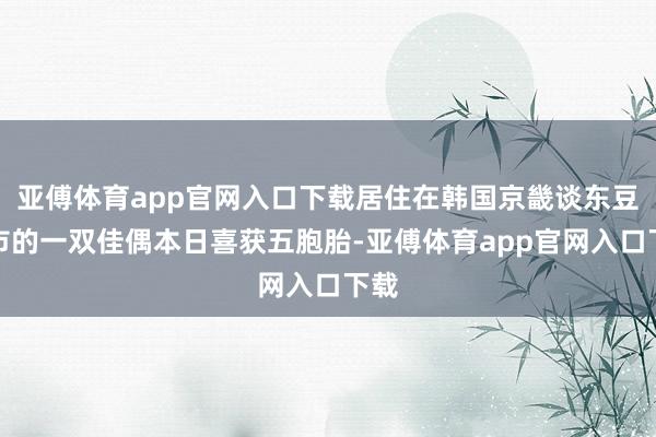 亚傅体育app官网入口下载居住在韩国京畿谈东豆川市的一双佳偶本日喜获五胞胎-亚傅体育app官网入口下载