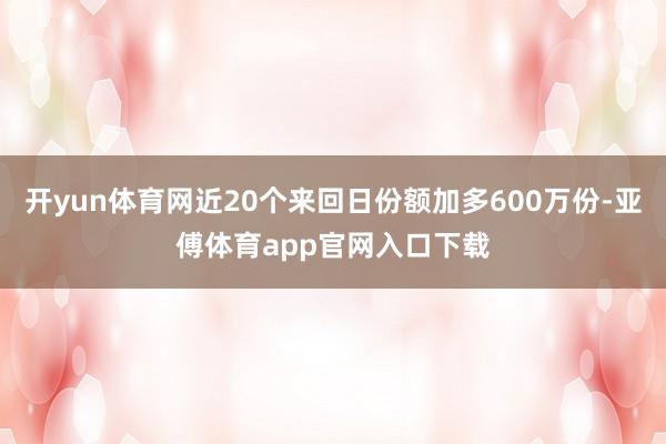 开yun体育网近20个来回日份额加多600万份-亚傅体育app官网入口下载