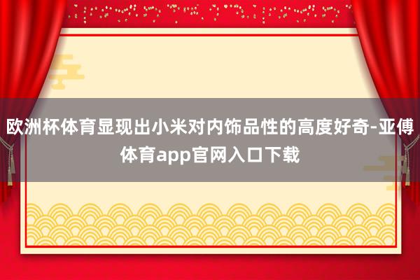 欧洲杯体育显现出小米对内饰品性的高度好奇-亚傅体育app官网入口下载