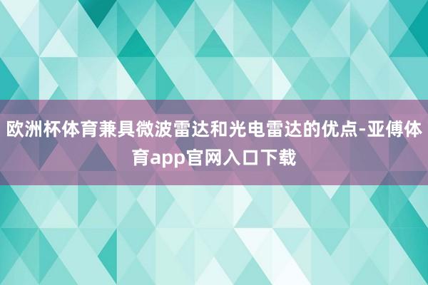 欧洲杯体育兼具微波雷达和光电雷达的优点-亚傅体育app官网入口下载