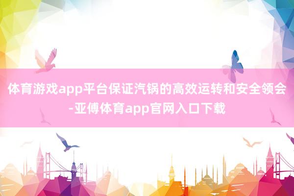 体育游戏app平台保证汽锅的高效运转和安全领会-亚傅体育app官网入口下载