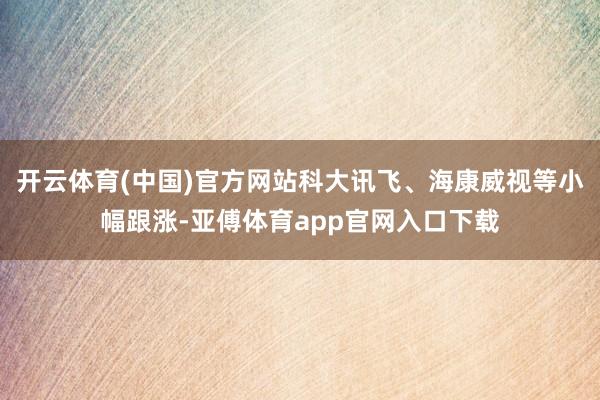 开云体育(中国)官方网站科大讯飞、海康威视等小幅跟涨-亚傅体育app官网入口下载