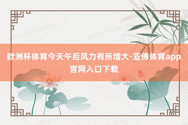 欧洲杯体育今天午后风力有所增大-亚傅体育app官网入口下载